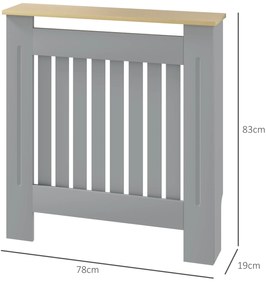 Cobertura Radiador 78x19x83 cm de MDF e Melamina de Madeira com Dispositivo Anti-Tombo e Desenho Moderno Cinza