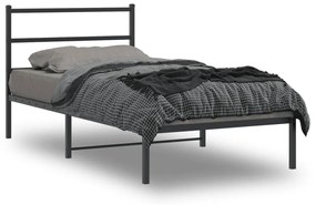 vidaXL Estrutura de cama com cabeceira 107x203 cm metal preto