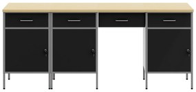 Conjunto de Gabinete e Mesa de Trabalho de 4 Peças vidaXL Preto em Mad