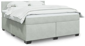 vidaXL Cama com molas/colchão 180x200 cm veludo cinzento-claro