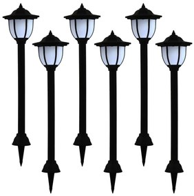 Candeeiro solar LED de exterior 6 pcs preto