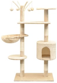 vidaXL Árvore para gatos c/ postes arranhadores sisal 125 cm bege