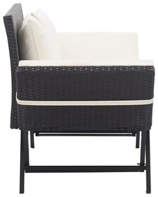 Banco de jardim c/ almofadões 176 cm vime PE preto
