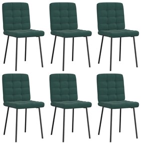 Cadeiras de jantar 6 pcs veludo verde-escuro