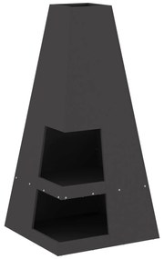 Fogareiro vidaXL com Armazenamento de Toras Preto 50x50x100 cm Aço