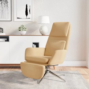 3097790 vidaXL Cadeira de descanso c/ apoio pés tecido de microfibra cor creme