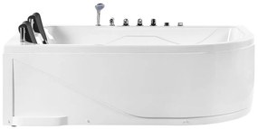 Banheira de hidromassagem de canto direito em acrílico branco com LED 180 x 120 cm CALAMA Beliani