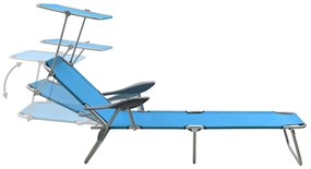 Espreguiçadeira com toldo aço azul
