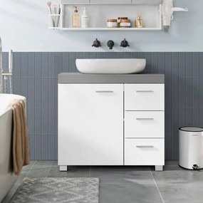 Armário de casa de banho para lavatório (não incluído) 2 compartimentos 30 x 70 x 64 cm Branco-cinzento cimento 