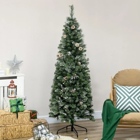 Árvore de Natal artificial com 618 ramos cobertos de neve, suporte em aço, com base dobrável em aço