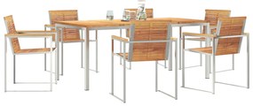 Conjunto de Jantar de Jardim vidaXL 7 Peças Madeira Sólida Teca