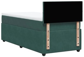 Cama com molas/colchão 100x200 cm veludo verde-escuro