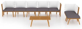 8 pcs conjunto lounge de jardim com almofadões acácia maciça