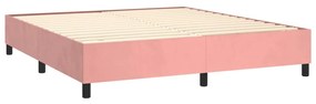 Cama box spring c/ colchão/LED 160x200 cm veludo rosa