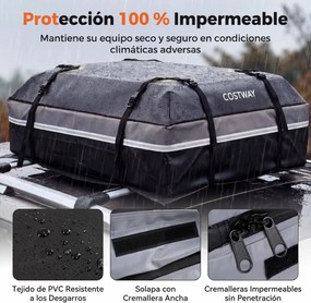 Mala de tejadilho universal para carro 112 x 86 x 45 cm, impermeável em PVC, 450 L, com 6 ganchos, 10 correias, faixas refletoras e saco de transporte