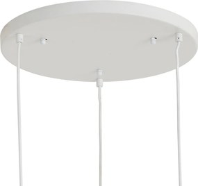 Candeeiro Pendente Japandi Branco com Abajur Orgânico 3 Luzes - Moonstone