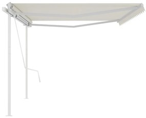 Toldo retrátil automático com postes 5x3,5 m cor creme