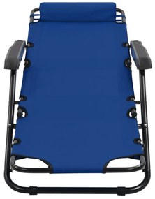 Espreguiçadeiras dobráveis com apoios de pé 2 pcs aço azul