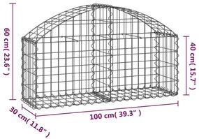 Cesto gabião arqueado 100x30x40/60 cm ferro galvanizado