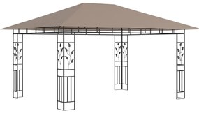 Gazebo c/ rede mosquiteira 4x3x2,73m 180 g/m² cinza-acastanhado