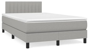 vidaXL Cama box spring c/ colchão e LED 120x190 cm tecido cinza-claro