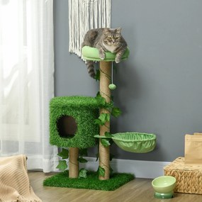 PawHut Árvore Arranhador para Gatos 91 cm Torre para 1-2 Gatos com Cav