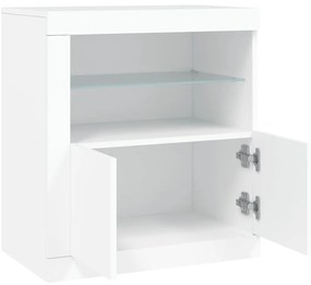 Aparador com luzes LED 60,5x37x67 cm branco