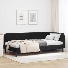 vidaXL Estrutura de Cama de Canto Preto 90 x 200 cm Veludo