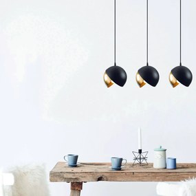 Candeeiro de Teto Berceste – Preto e Dourado – Diâmetro 70 cm, Altura