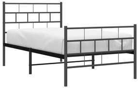 Estrutura de cama com cabeceira e pés 90x190 cm metal preto