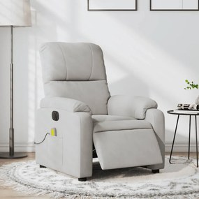 vidaXL Poltrona massagens reclinável elétrica microfibra cinza-claro