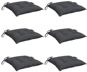Almofadões de cadeira 6 pcs 50x50x7 cm tecido oxford antracite