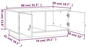 Mesa de centro 80x50x35 cm pinho maciço castanho mel