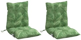 Almofadões cadeira de encosto baixo 2 pcs tecido padrão folhas