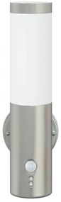 Lanterna de Parede Externa com Sensor Prateado Aço Inoxidável IP44