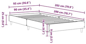 Estrutura de cama sem colchão 90x200 cm madeira velha