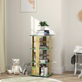 Estante infantil com rodas 48C x 48L x 99,5A cm, estante para livros infantis de 3 níveis para sala de jogos, quarto de criança, verde