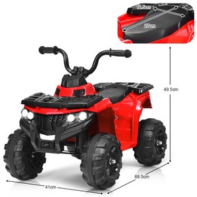Moto 4 eletrica para crianças Quadriciclo elétrico brinquedo com bateria de 6 V MP3 holofotes USB volume ajustável vermelho