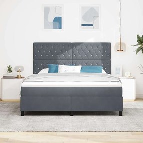 Cama Box com Colchão vidaXL Cinza Escuro Super King Veludo