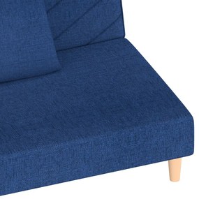 Sofá-cama 2 lugares com duas almofadas tecido azul