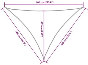 Para-sol estilo vela tecido oxford triangular 5x7x7 m antracite
