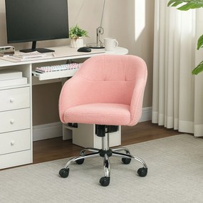 Cadeira de escritório, cadeira ergonómica de escritório, altura ajustável, assento e encosto almofadados, cor-de-rosa