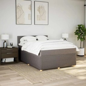 Cama com molas/colchão 140x200 cm tecido castanho-acinzentado