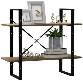 Estante com 2 prateleiras 80x30x70 cm pinho maciço castanho