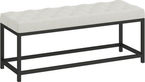 HOMCOM Banco aos Pés da Cama Estofado em Veludo Design Capitonê Base de Metal Banco para Quarto Entrada Sala 117x40x48 cm Creme | Aosom Portugal