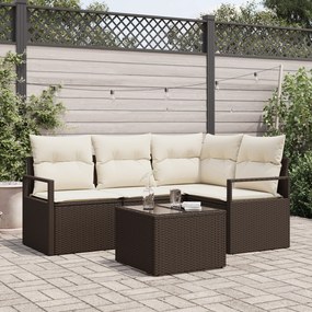Conjunto de Sofá de Jardim de 4 Peças com Almofadas em Rattan Poliéste