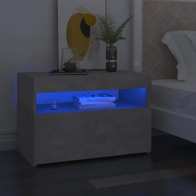 vidaXL Mesa de cabeceira & luzes LED 2 pcs 60x35x40 cm cinza cimento
