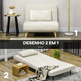 HOMCOM Poltrona 2 em 1 Sofá Cama Individual Dobrável com Encosto Ajust