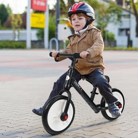 HOMCOM Bicicleta Balance com pedais e rodas removíveis Cor vermelha Assento ajustável 33-38cm Crianças +2 Anos Carga 25kg Preto