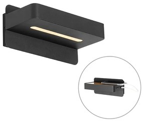 Candeeiro de parede moderno preto incl. LED com USB - Ted Moderno